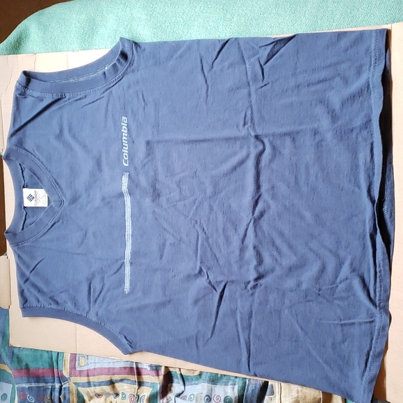 Columbia Blue Men's Sleeveless V-Neck T-Shirt L - Picture 1 of 4